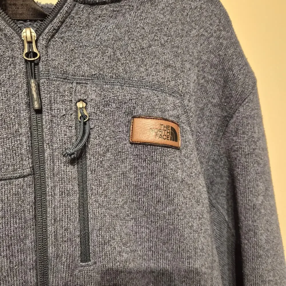 The North Face Large Gordon Lyons Full Zip Hooded Fleece Jacket Blue